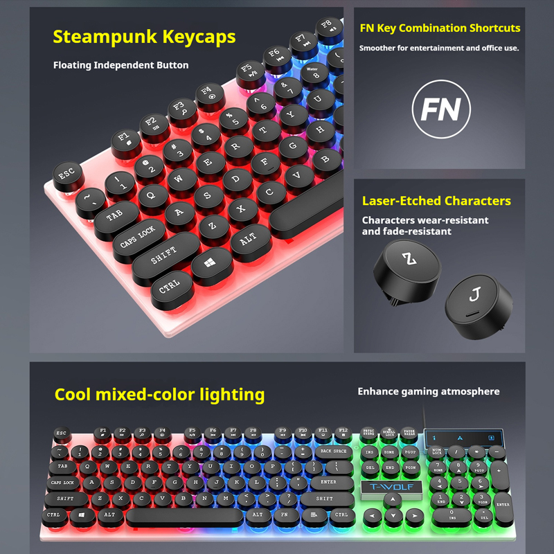 T11T-WOLF Gaming Keyboard 104  - Pc Gaming Fullset review and price